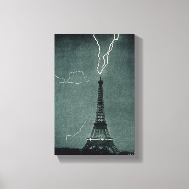 Lienzo Relámpago que impacta la Torre Eiffel (Anverso)