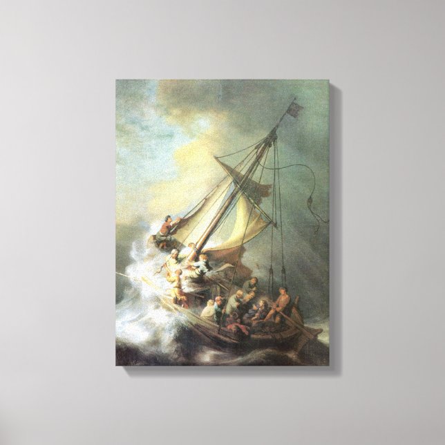 Lienzo Rembrandt - Cristo en una tormenta en el mar de Ga (Anverso)