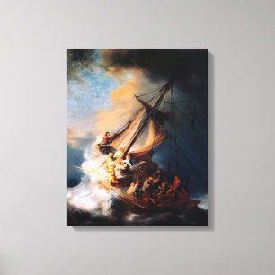 Lienzo Rembrandt - La tormenta del Mar de Galilea