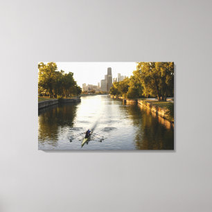 Lienzo Remeros en la laguna de Lincoln Park, Chicago, Ill