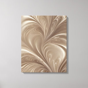 Lienzo Remolino de Crema - Diseño Fluyente Abstracto Beig