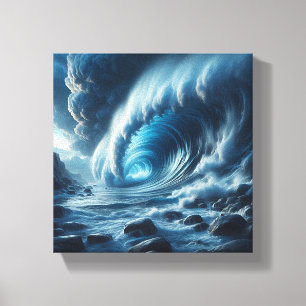 Lienzo Remolino del Océano Azul Surrealista - Ola de Mare