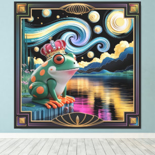 Lienzo Renderización 3D de la rana Chibi Art Nouveau con