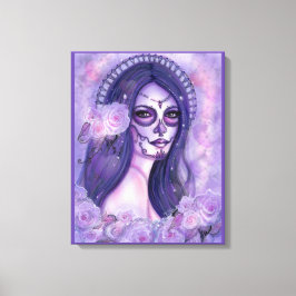 Lienzo Renee, el día de los rosas morados y mariposas