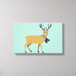 Lienzo Reno con una bufanda de invierno (animal Navidad)