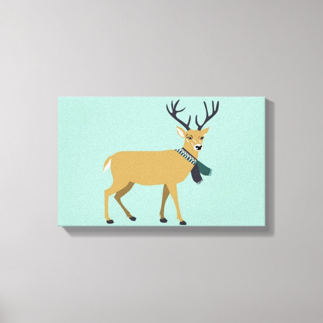 Lienzo Reno con una bufanda de invierno (animal Navidad) (Anverso)