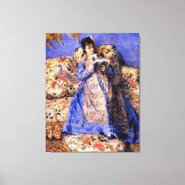Lienzo Renoir - Camille Monet Reading, pintura famosa, (Anverso)