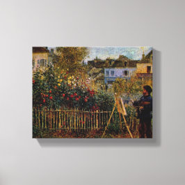 Lienzo Renoir Claude Monet pintando en su jardín