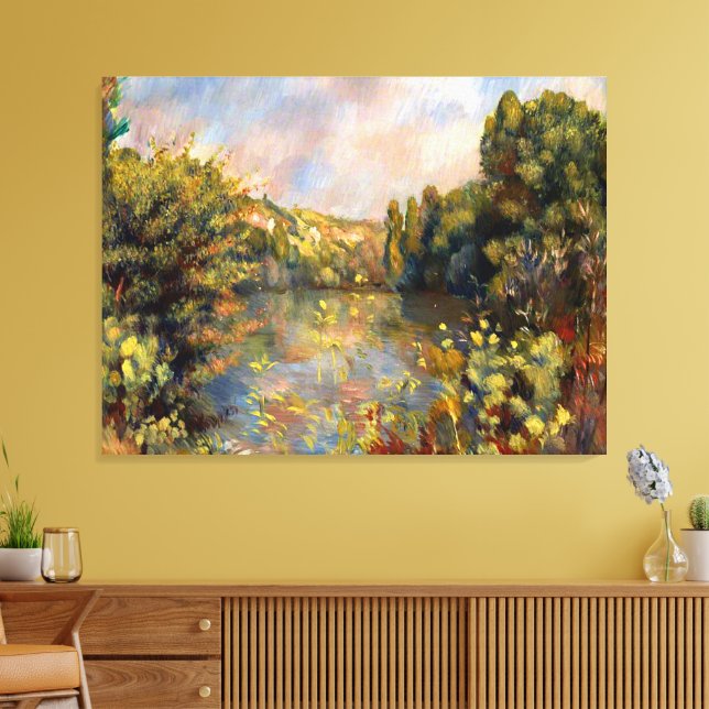 Lienzo Renoir - Lakeside, pintura de paisajes (Insitu (Sala de estar))