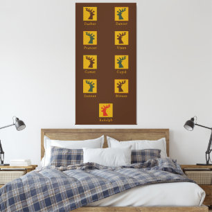 Lienzo Renos de Santa personalizados de Navidad