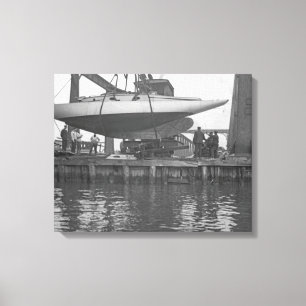 Lienzo Reparación en barco de vela Circa 1910 Chicago Riv