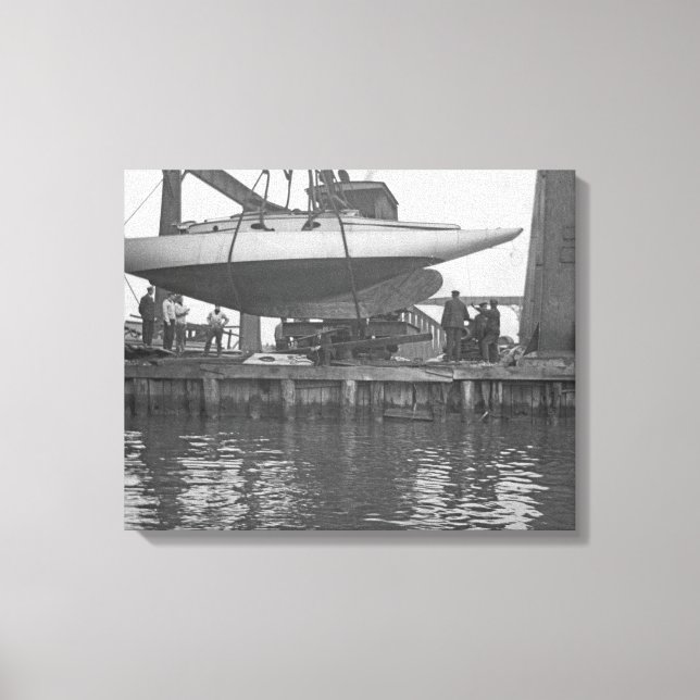 Lienzo Reparación en barco de vela Circa 1910 Chicago Riv (Anverso)