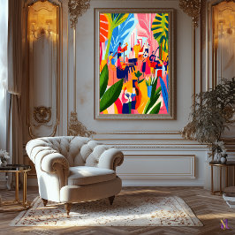 Lienzo Representación de orquesta colorida al estilo de F