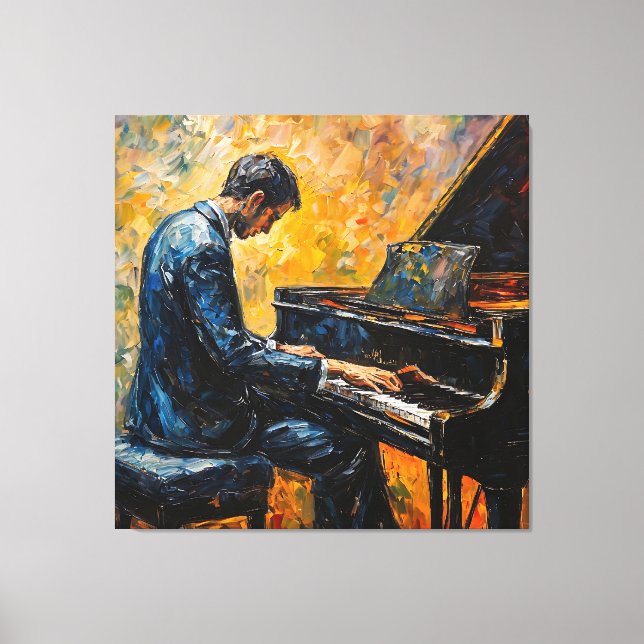 Lienzo Reproductor de piano - Pintura de aceite (Anverso)