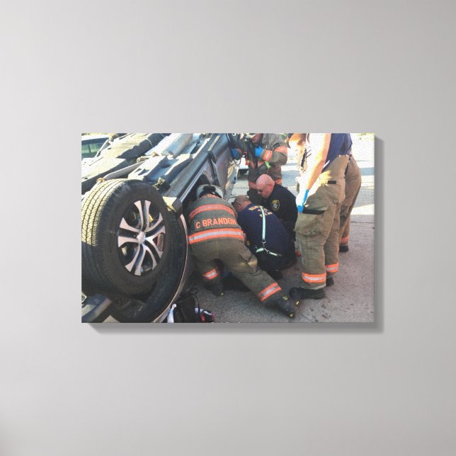 Lienzo Rescate en caso de incendio en Newkirk (Anverso)