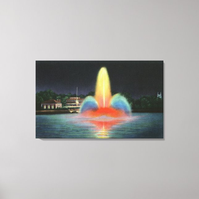 Lienzo Reservorio Highland Park Iluminado de noche (Anverso)