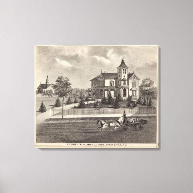 Lienzo Residencia de James G Gowdy, río de Tom, NJ (Anverso)