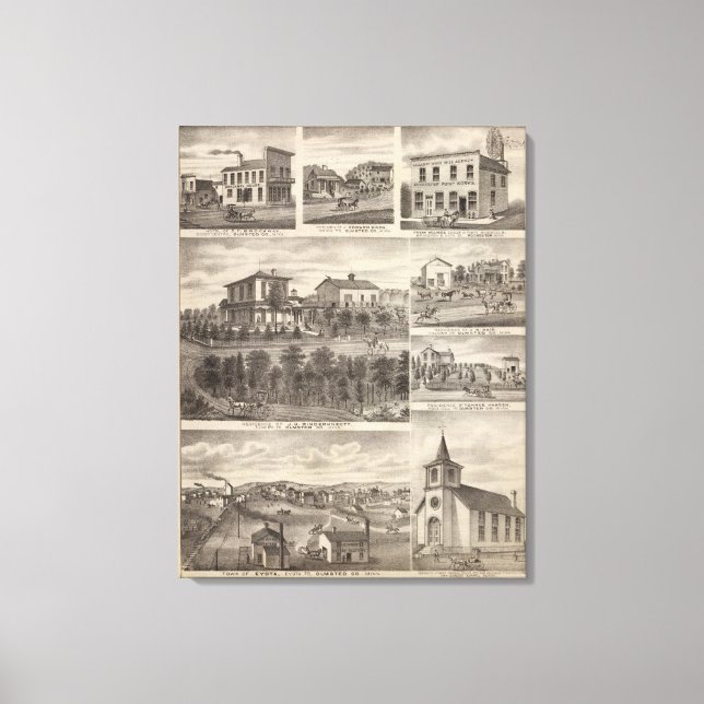 Lienzo Residencias, negocios y la ciudad de Eyota (Anverso)