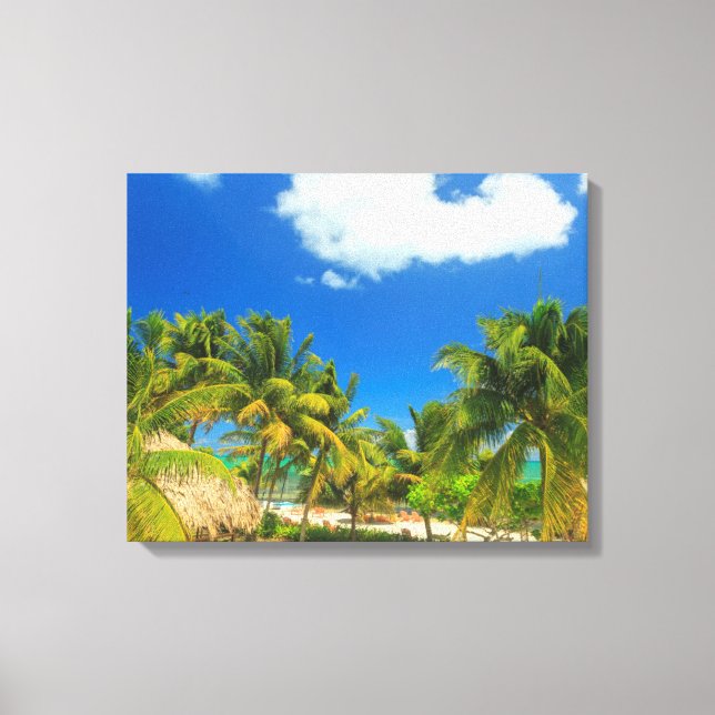 Lienzo Resort de playa tropical, Belice (Anverso)