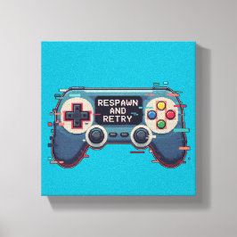 Lienzo Respawn and Retry - Retro Gaming Glitch Art
