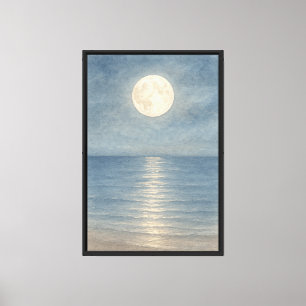 Lienzo Resplandor de la costa bajo la luz de la luna