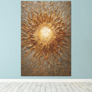 Lienzo Resplandor de ráfaga de sol dorado Texturizado Art