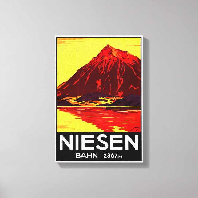 Lienzo Restauración del Poster de Viajes de Suiza Niesen  (Anverso)