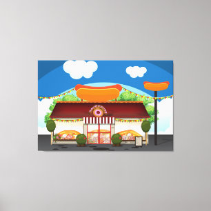 Lienzo Restaurante De Comida Rápida De Dibujos Animados