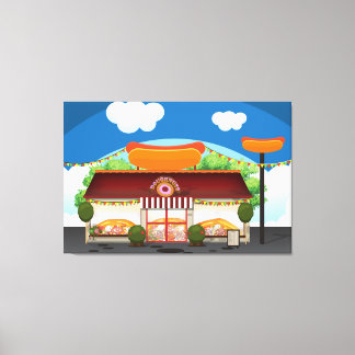 Lienzo Restaurante De Comida Rápida De Dibujos Animados