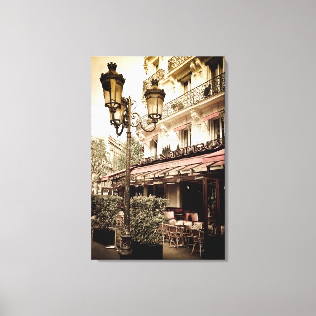 Lienzo Restaurante en la calle, París, Francia (Anverso)