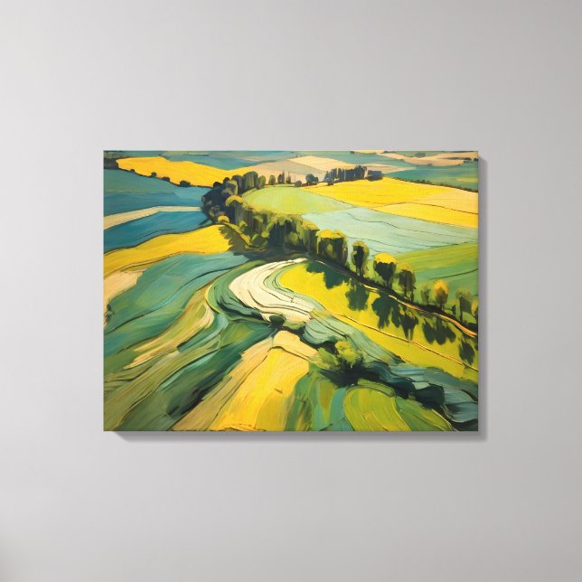 Lienzo Resumen Área agrícola y campo ondulado verde (Anverso)