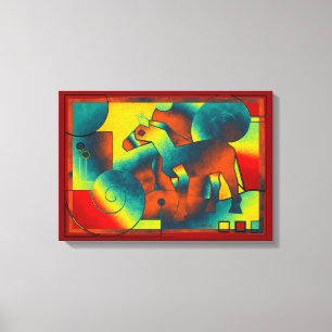 Lienzo Resumen ART - A HORSE - amarillo rojo azul