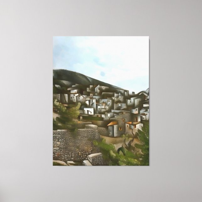 Lienzo Resumen artístico de las casas históricas griegas  (Anverso)