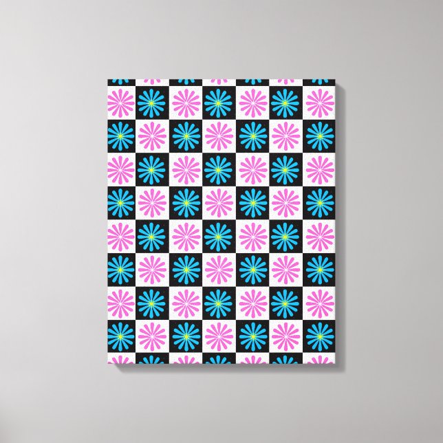 Lienzo Resumen Aster Aster Floral Azul Rosa (Anverso)