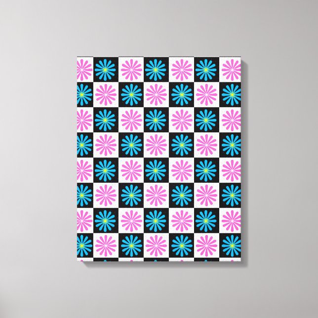 Lienzo Resumen Aster Aster Floral Azul Rosa (Anverso)