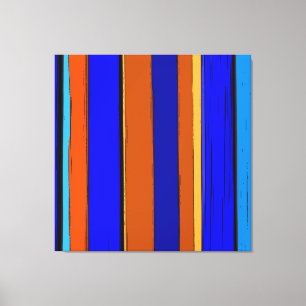 Lienzo Resumen Azul Y Naranja 930 - Bandas Verticales