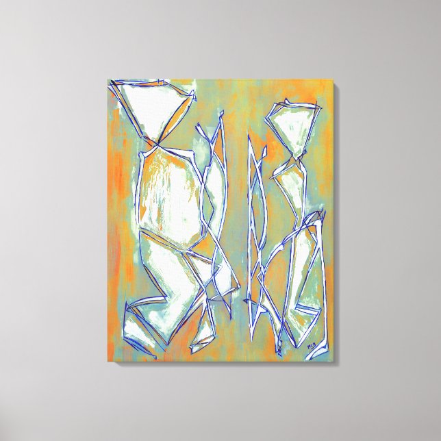 Lienzo Resumen Boho Moda Pareja Naranja colorido Blanco (Anverso)