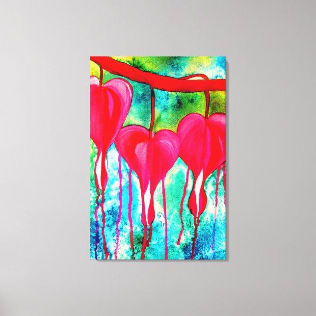 Lienzo Resumen de acuarela de corazones sangrantes (Anverso)