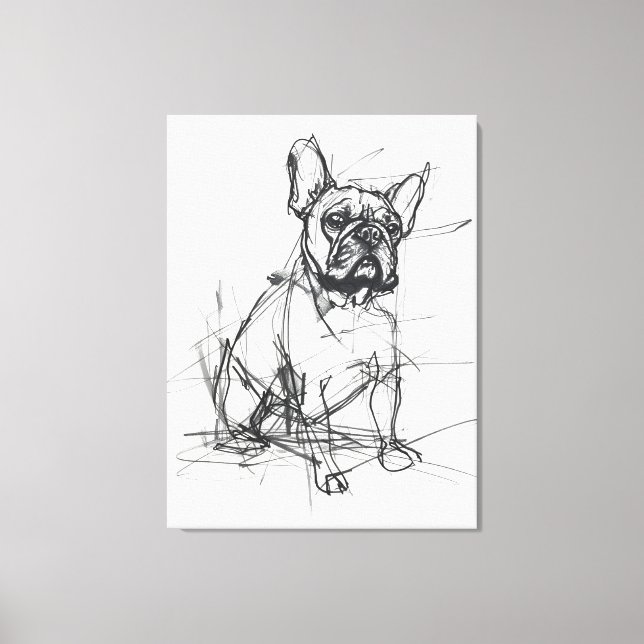Lienzo Resumen de esbozo de Bulldog francés (Anverso)