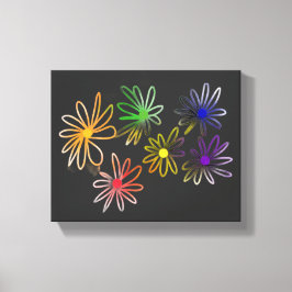Lienzo Resumen de flores luminescentes arcoiris sobre neg