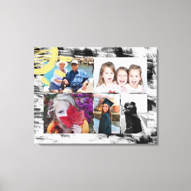 Lienzo Resumen de fotos en blanco y negro personalizado 5 (Anverso)