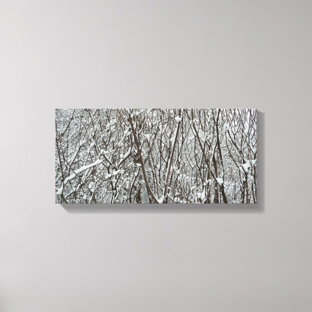 Lienzo Resumen de invierno de ramas cubiertas de nieve (Anverso)