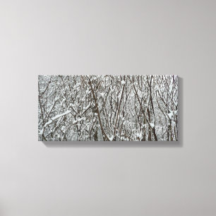 Lienzo Resumen de invierno de ramas cubiertas de nieve