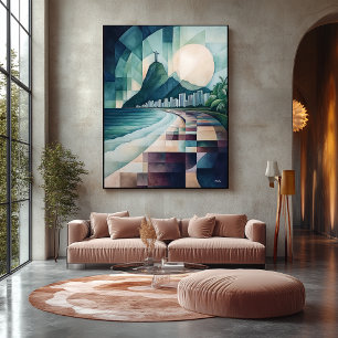 Lienzo Resumen de la línea aérea geométrica de Río de Jan