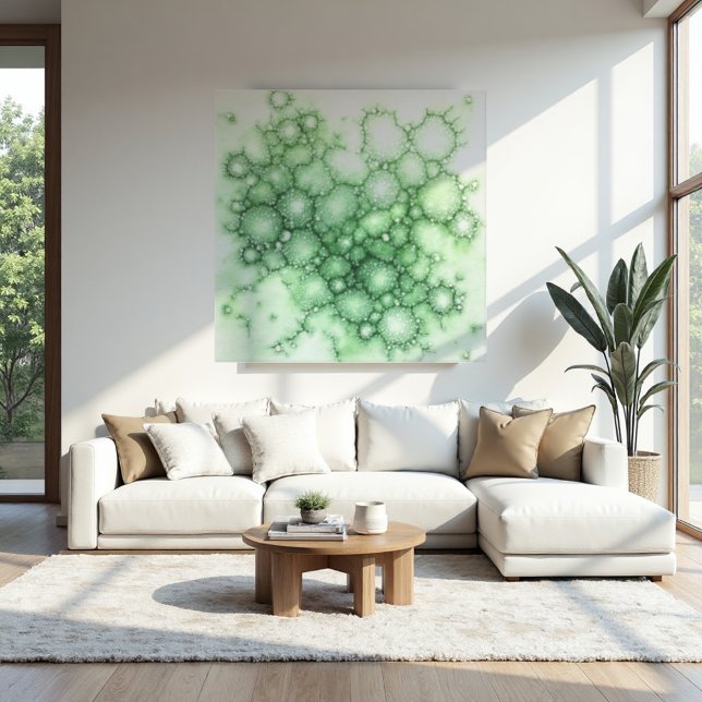 Lienzo Resumen de Lichen Fenestrado de Salario - Moderno  (Sage Fenestrated Lichen: Intricate Organic Modern Art Canvas for Sophisticated Interiors.)