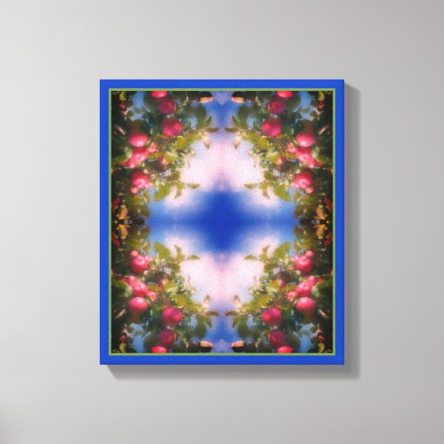 Lienzo Resumen de manzanas rojas sobre pintura de árboles (Anverso)