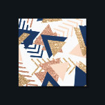 Lienzo Resumen de moda de los años 80 | Patrón de oro de<br><div class="desc">Arte pop abstracto contemporáneo eminente y sofisticado, geométrico contemporáneo y sofisticado, en un sofisticado azul marino, rosa rubor y una paleta de purpurinas metálicos de rosa de cobre que celebran los años 90 y 80 con gráficos retro totalmente asombrosos. El estilo Memphis aleatorio de los años 80 y 90 incluía...</div>