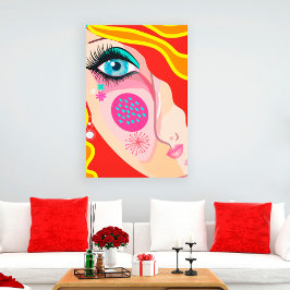 Lienzo Resumen de moda Whimsical Artsy Face Canvas de ojo