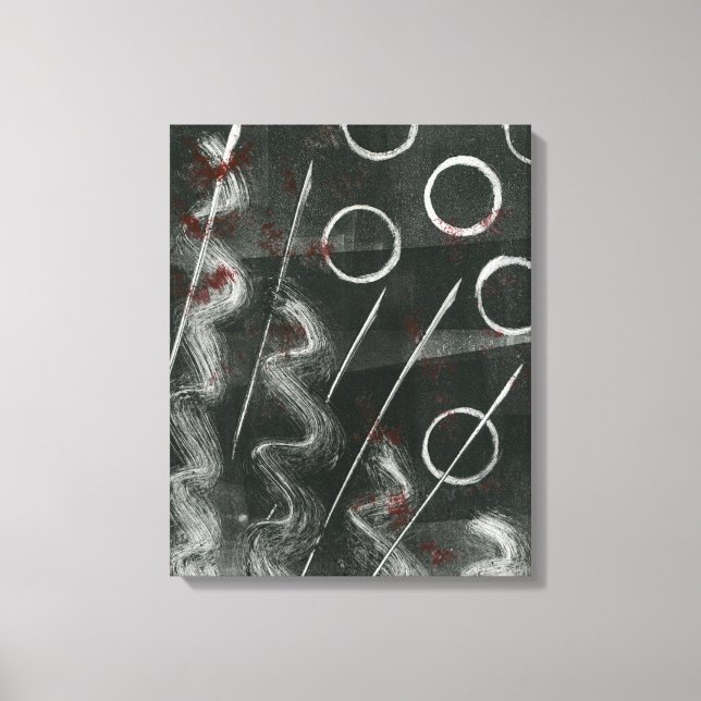 Lienzo Resumen De Monoprint Blanco Y Negro (Anverso)