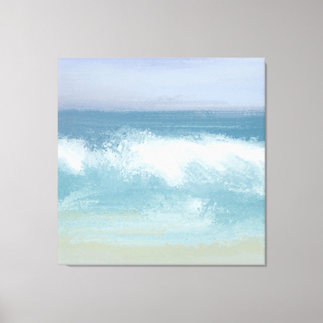 Lienzo Resumen de oleada de rotura de mar azul en acuarel (Anverso)